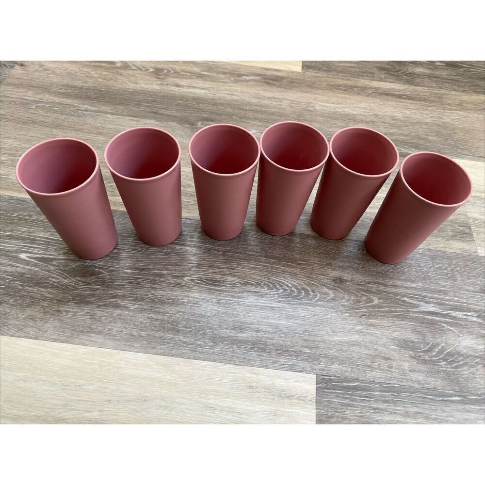 Vintage Set of 6 Tupperware 12 oz Tumblers 873 15 Pink